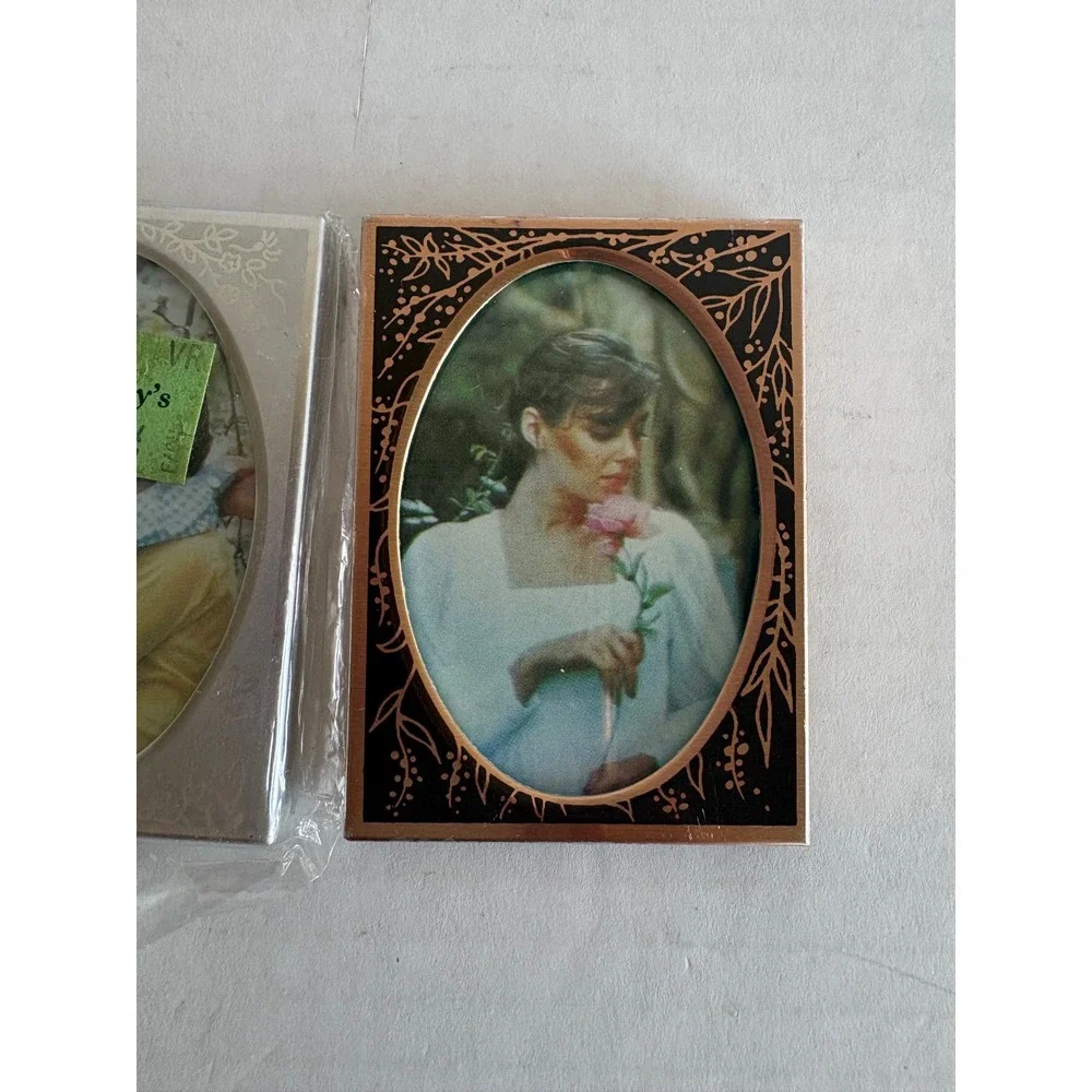 Vintage Miniature Picture Frames Set of 4 Etched Floral Oval Metal 2x3